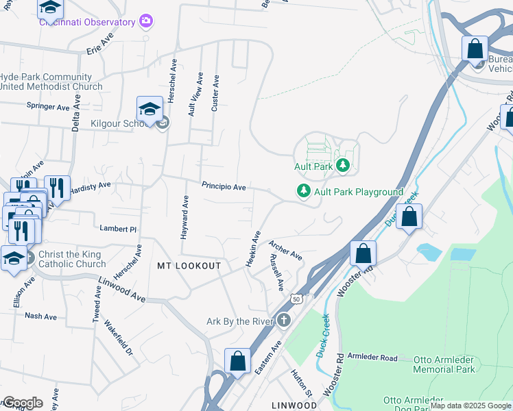 map of restaurants, bars, coffee shops, grocery stores, and more near 1236 Tannehill Lane in Cincinnati