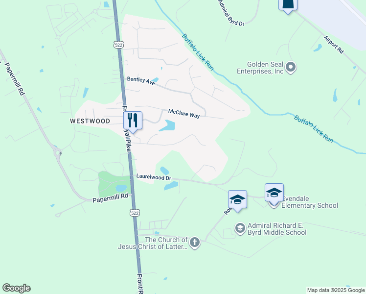 map of restaurants, bars, coffee shops, grocery stores, and more near 224 Vine Lane in Winchester