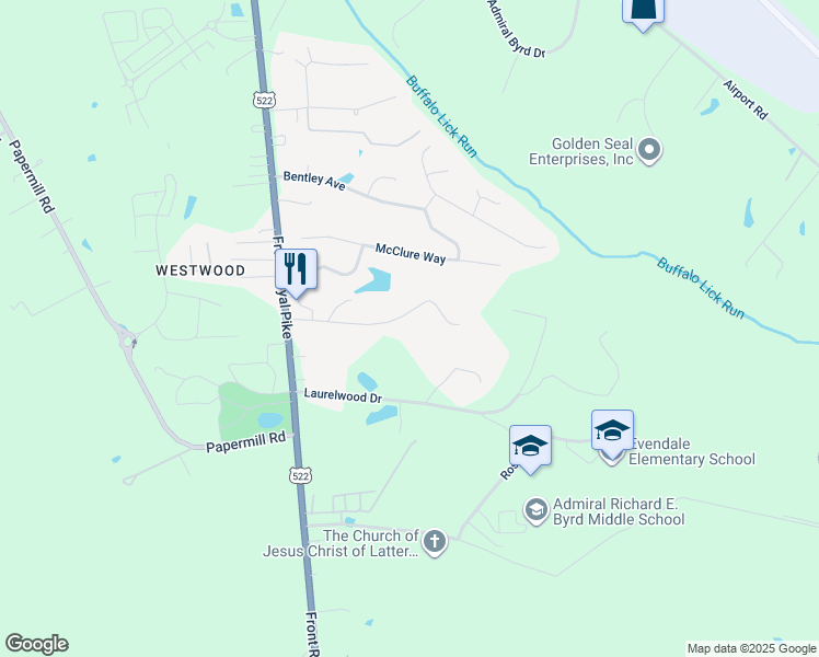 map of restaurants, bars, coffee shops, grocery stores, and more near 224 Vine Lane in Winchester