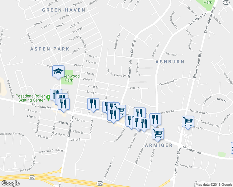 map of restaurants, bars, coffee shops, grocery stores, and more near 808 222nd Street in Pasadena