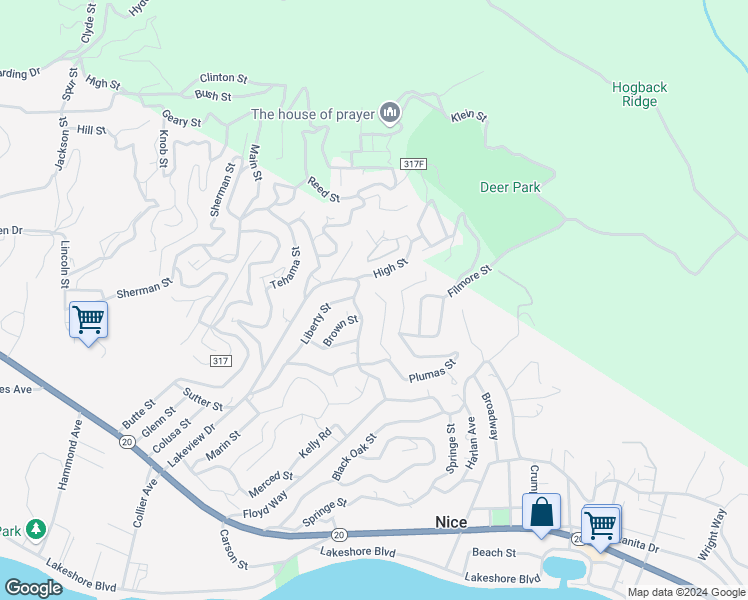 map of restaurants, bars, coffee shops, grocery stores, and more near 7231 Inyo Street in Nice