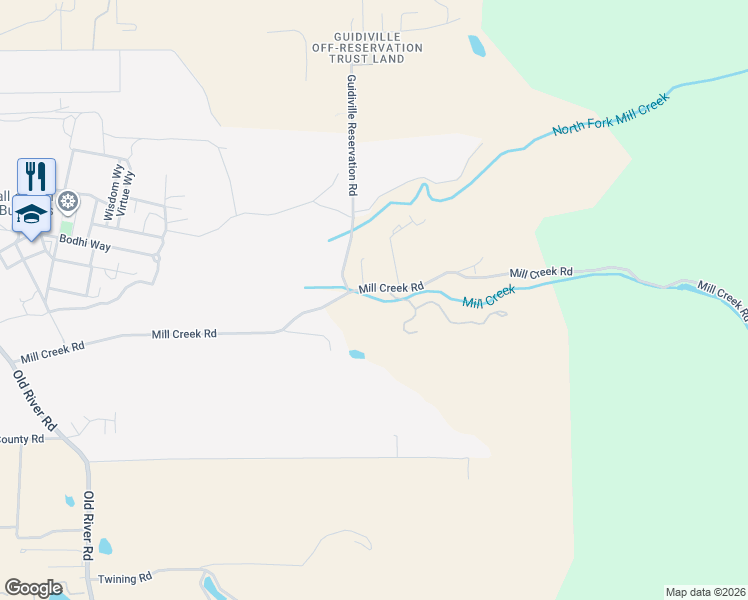 map of restaurants, bars, coffee shops, grocery stores, and more near 2901 Mill Creek Road in Ukiah