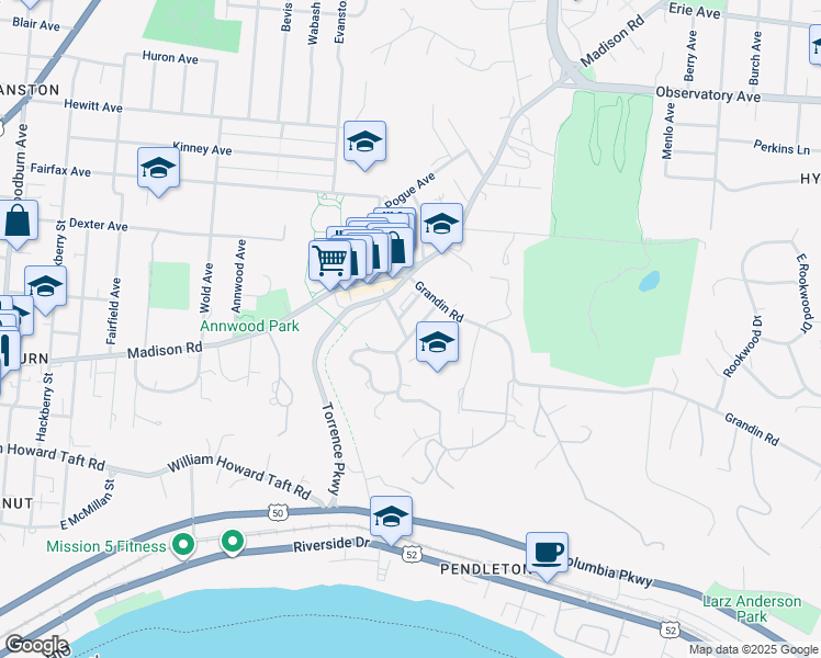 map of restaurants, bars, coffee shops, grocery stores, and more near 2009 Breen Street in Cincinnati