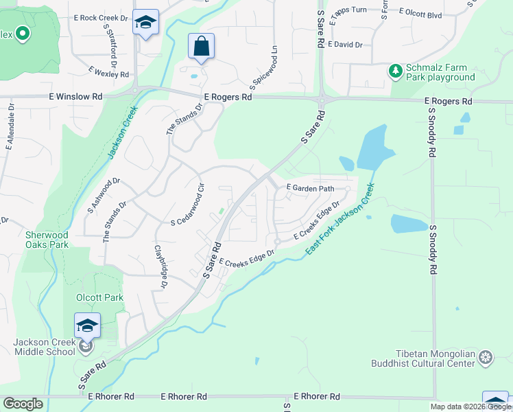 map of restaurants, bars, coffee shops, grocery stores, and more near 3381 South Oaklawn Circle in Bloomington