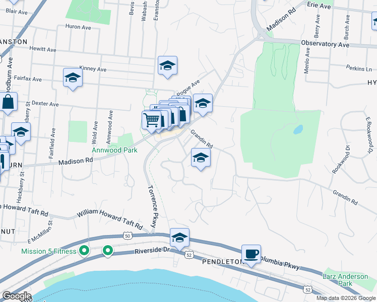 map of restaurants, bars, coffee shops, grocery stores, and more near 2009 Breen Street in Cincinnati