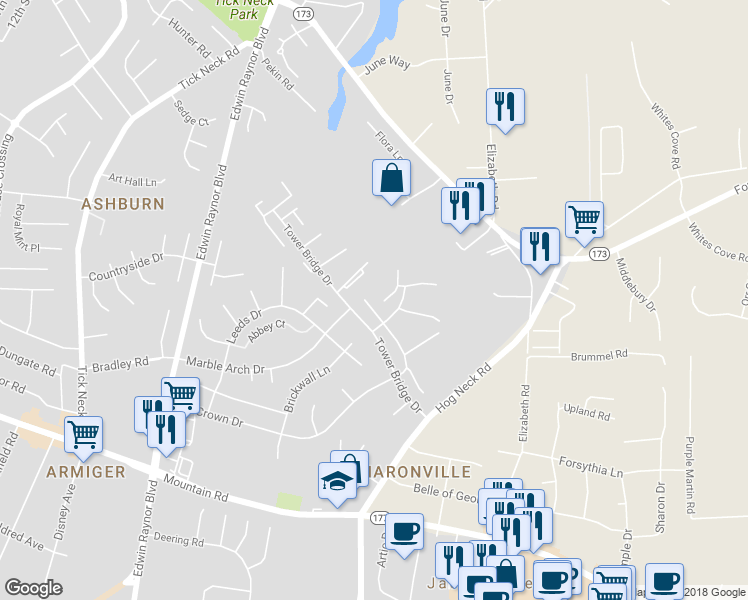 map of restaurants, bars, coffee shops, grocery stores, and more near 8012 Hadfield Court in Pasadena