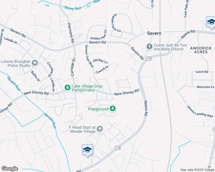 map of restaurants, bars, coffee shops, grocery stores, and more near 7930 Heather Mist Drive in Severn