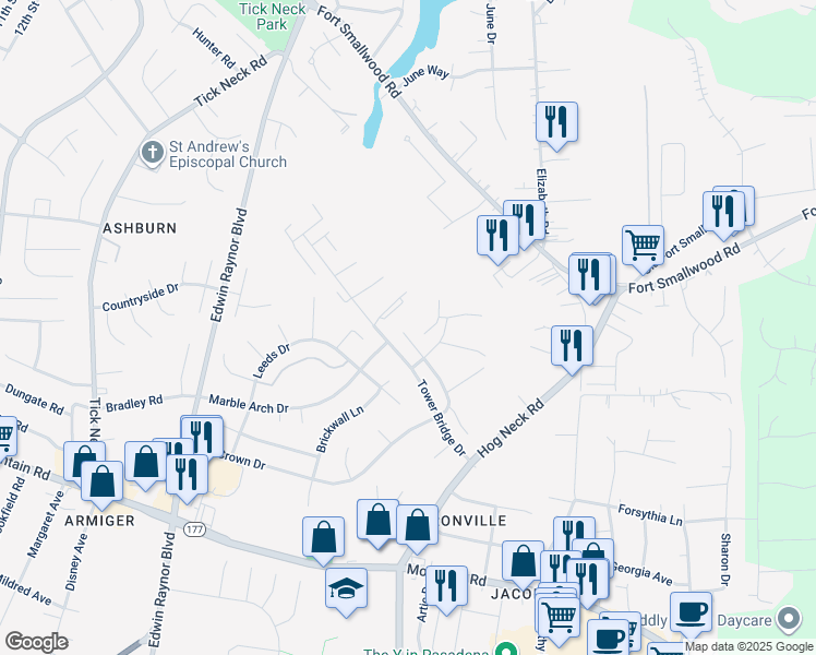 map of restaurants, bars, coffee shops, grocery stores, and more near 8002 Hadfield Court in Pasadena