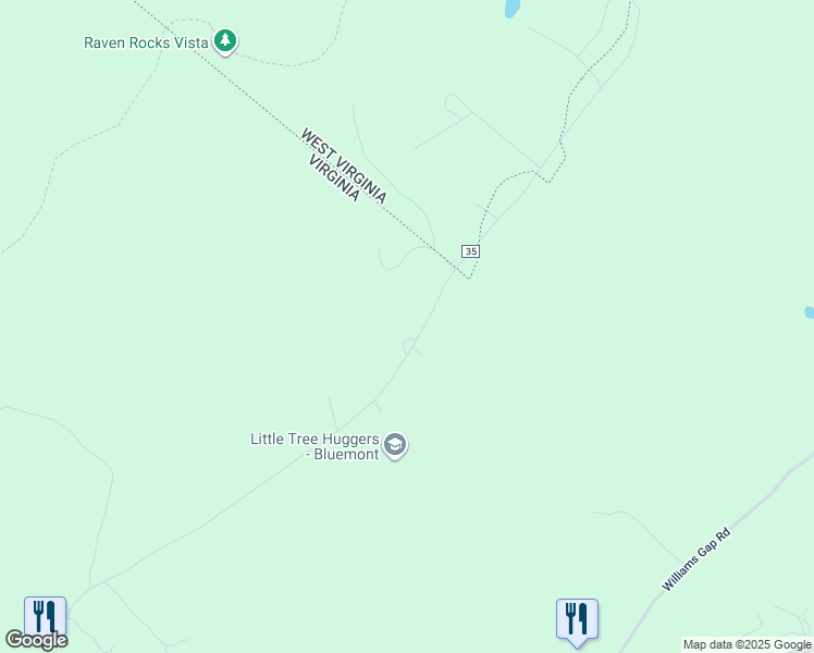 map of restaurants, bars, coffee shops, grocery stores, and more near 17579 Raven Rocks Road in Bluemont