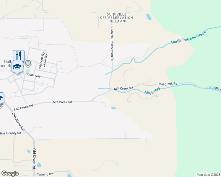 map of restaurants, bars, coffee shops, grocery stores, and more near 2901 Mill Creek Rd in Ukiah