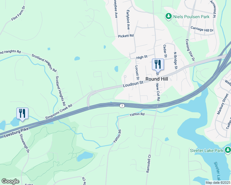 map of restaurants, bars, coffee shops, grocery stores, and more near 4 Mystic Lane in Round Hill