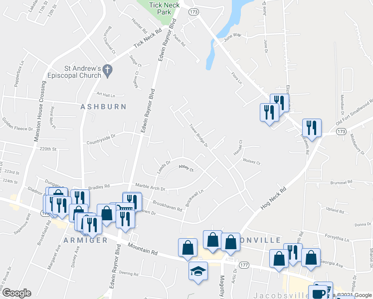 map of restaurants, bars, coffee shops, grocery stores, and more near 3501 Davenport Court in Pasadena