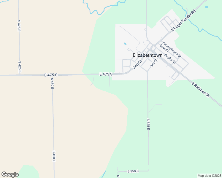 map of restaurants, bars, coffee shops, grocery stores, and more near 9341 East 475 South in Elizabethtown