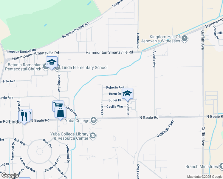 map of restaurants, bars, coffee shops, grocery stores, and more near 2146 Roberta Avenue in Marysville