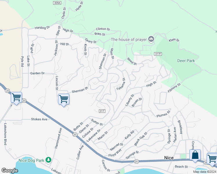 map of restaurants, bars, coffee shops, grocery stores, and more near 7290 East Butte Street in Nice