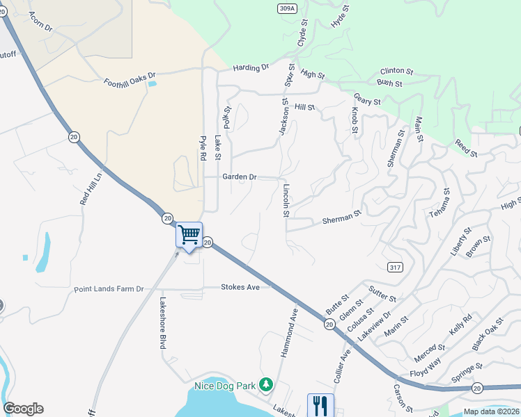 map of restaurants, bars, coffee shops, grocery stores, and more near 2425 Grant Street in Nice