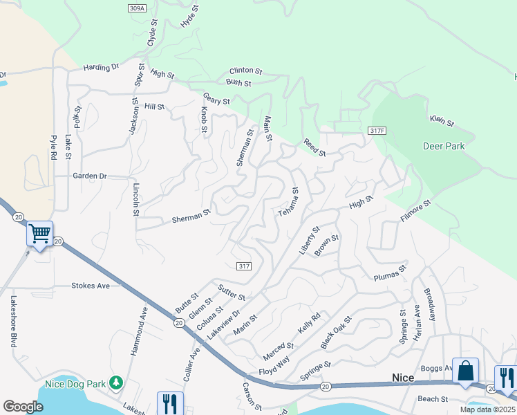 map of restaurants, bars, coffee shops, grocery stores, and more near 7290 East Butte Street in Nice