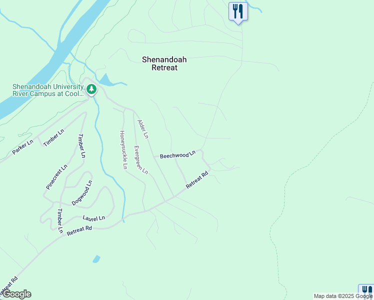 map of restaurants, bars, coffee shops, grocery stores, and more near 173 Beechwood Lane in Bluemont