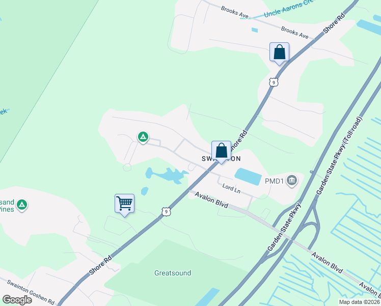 map of restaurants, bars, coffee shops, grocery stores, and more near 15 Brookridge Road in Cape May County