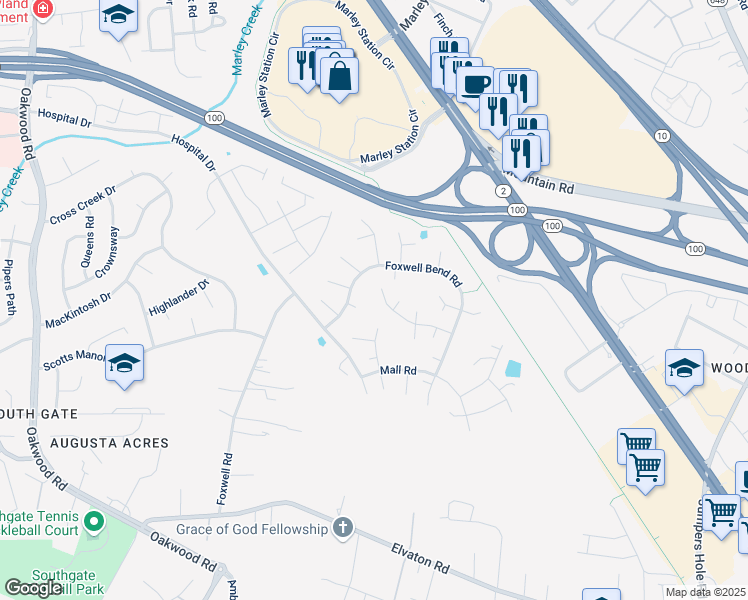 map of restaurants, bars, coffee shops, grocery stores, and more near 129 Foxtrap Drive in Glen Burnie