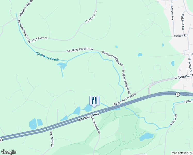 map of restaurants, bars, coffee shops, grocery stores, and more near 17536 Mariah Mountain Lane in Round Hill