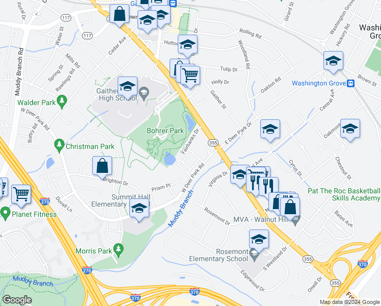 map of restaurants, bars, coffee shops, grocery stores, and more near 502 Cobbler Place in Gaithersburg
