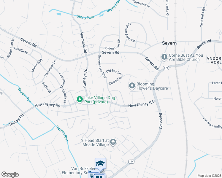 map of restaurants, bars, coffee shops, grocery stores, and more near 7981 Heather Mist Drive in Severn