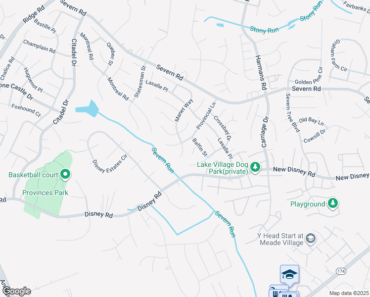 map of restaurants, bars, coffee shops, grocery stores, and more near 7804 Baffin Court in Severn