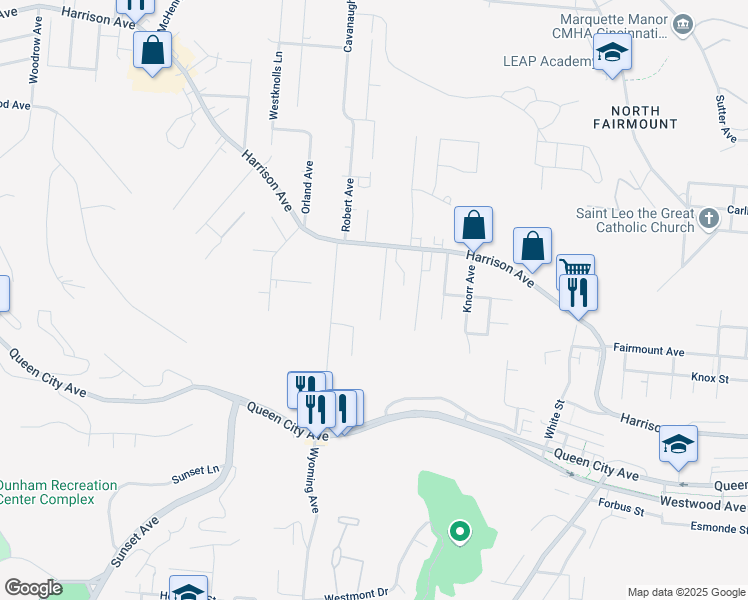 map of restaurants, bars, coffee shops, grocery stores, and more near 2531 Talbott Avenue in Cincinnati