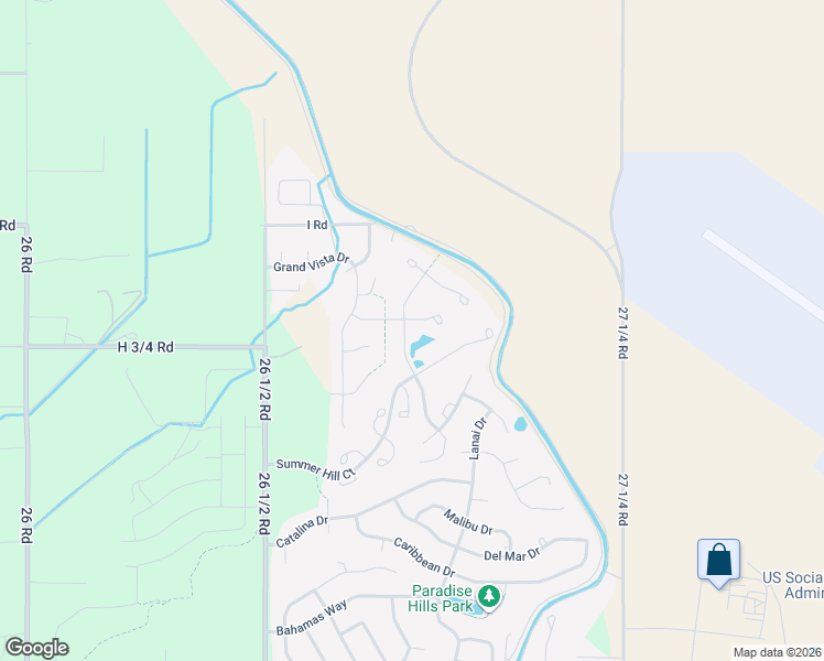 map of restaurants, bars, coffee shops, grocery stores, and more near Spring Crossing in Grand Junction