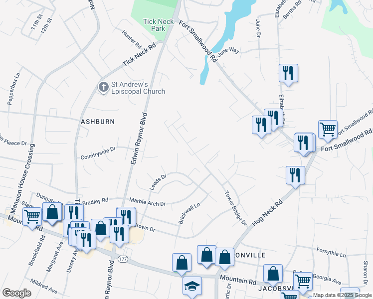 map of restaurants, bars, coffee shops, grocery stores, and more near 7958 Tower Bridge Drive in Pasadena