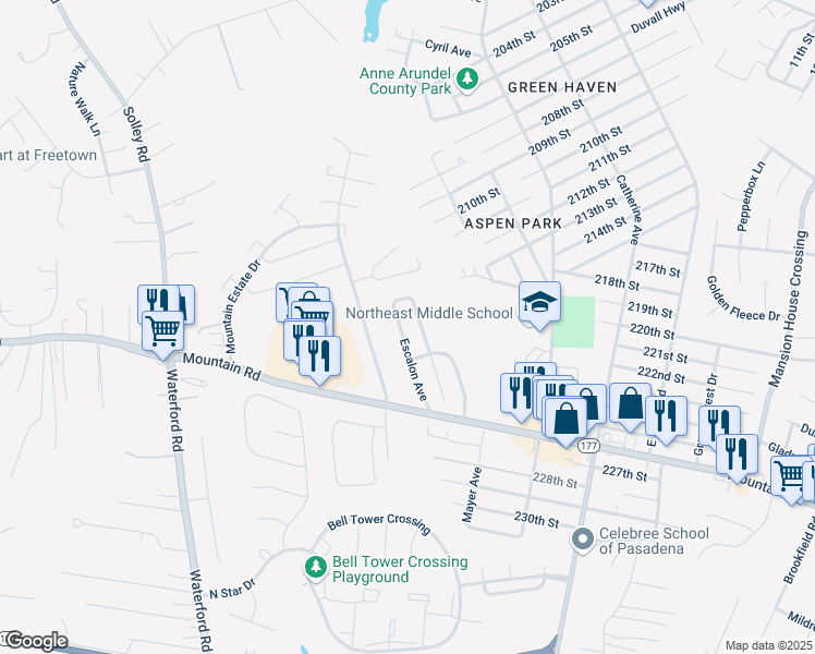 map of restaurants, bars, coffee shops, grocery stores, and more near 8037 Escalon Avenue in Pasadena