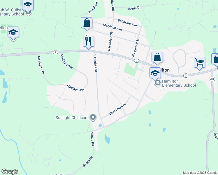 map of restaurants, bars, coffee shops, grocery stores, and more near 17542 Deavers Court in Hamilton