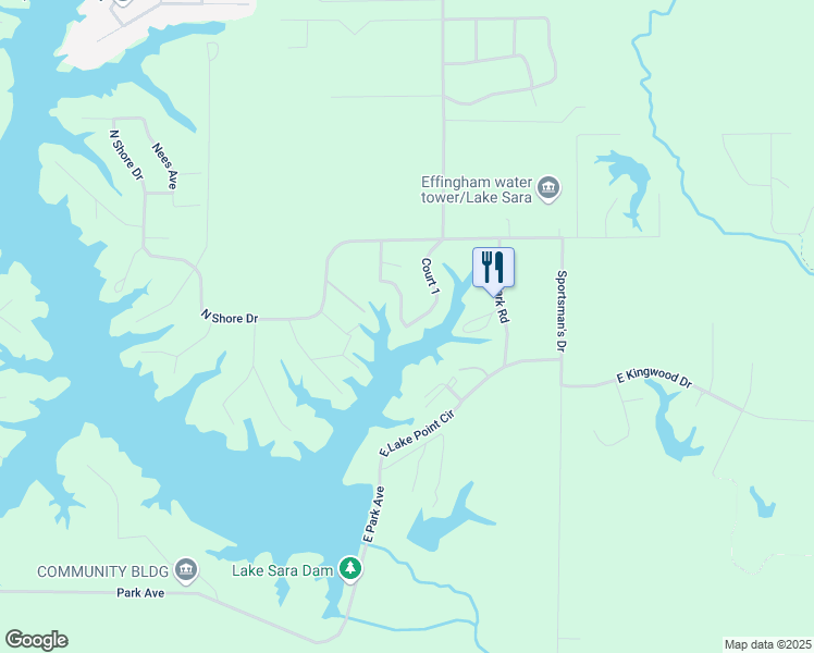 map of restaurants, bars, coffee shops, grocery stores, and more near 14700 Court 1 in Effingham