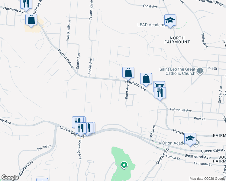 map of restaurants, bars, coffee shops, grocery stores, and more near 2535 Sarvis Court in Cincinnati