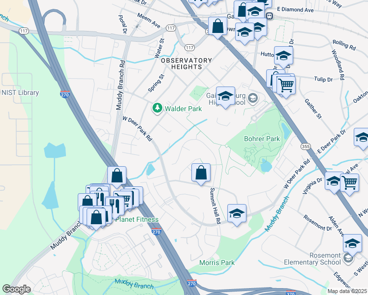 map of restaurants, bars, coffee shops, grocery stores, and more near 22 Victoria Crossing Court in Gaithersburg
