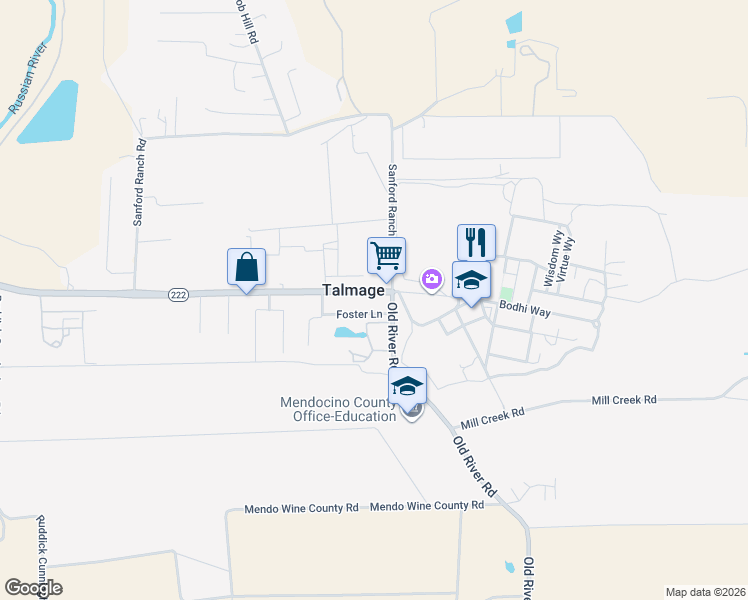 map of restaurants, bars, coffee shops, grocery stores, and more near in Talmage