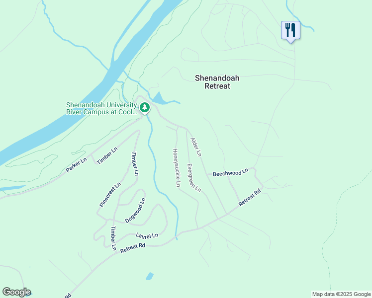 map of restaurants, bars, coffee shops, grocery stores, and more near 369 Evergreen Lane in Bluemont