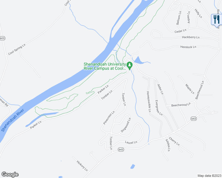 map of restaurants, bars, coffee shops, grocery stores, and more near 1077 Ginns Road in Boyce