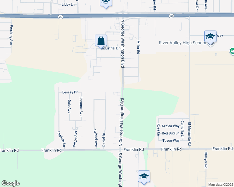 map of restaurants, bars, coffee shops, grocery stores, and more near 576 South George Washington Boulevard in Yuba City