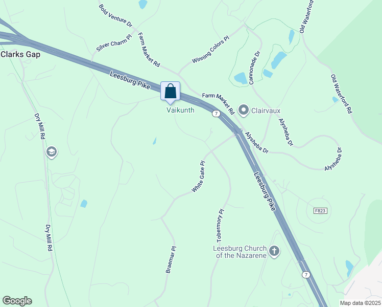map of restaurants, bars, coffee shops, grocery stores, and more near 17485 White Gate Pl in Leesburg