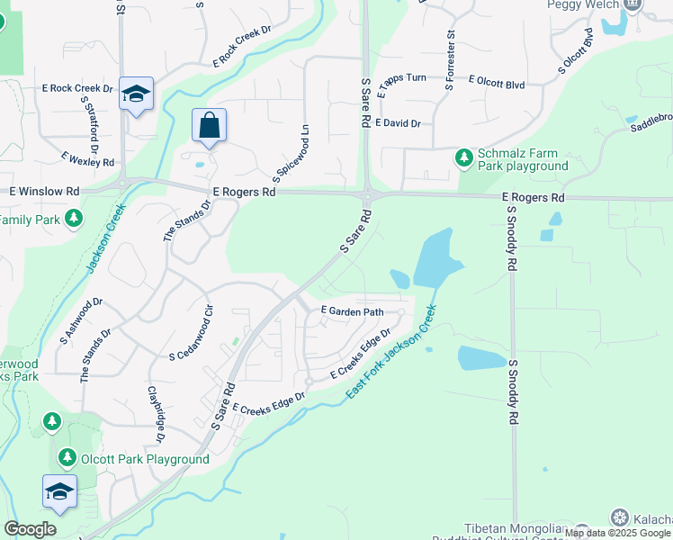 map of restaurants, bars, coffee shops, grocery stores, and more near 3436 South Forrester Street in Bloomington