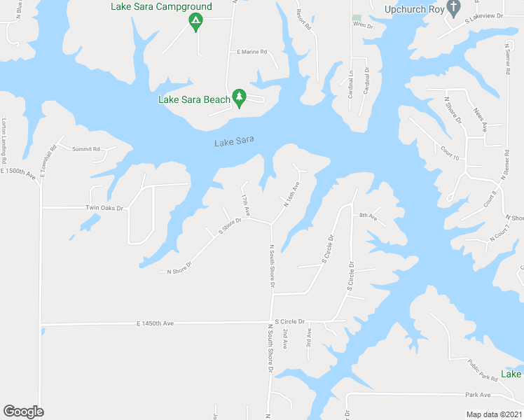 map of restaurants, bars, coffee shops, grocery stores, and more near 14884 North South Shore Drive in Effingham