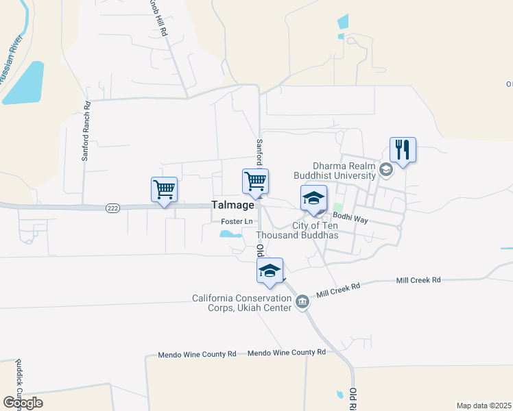 map of restaurants, bars, coffee shops, grocery stores, and more near in Talmage