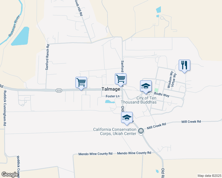 map of restaurants, bars, coffee shops, grocery stores, and more near in Talmage