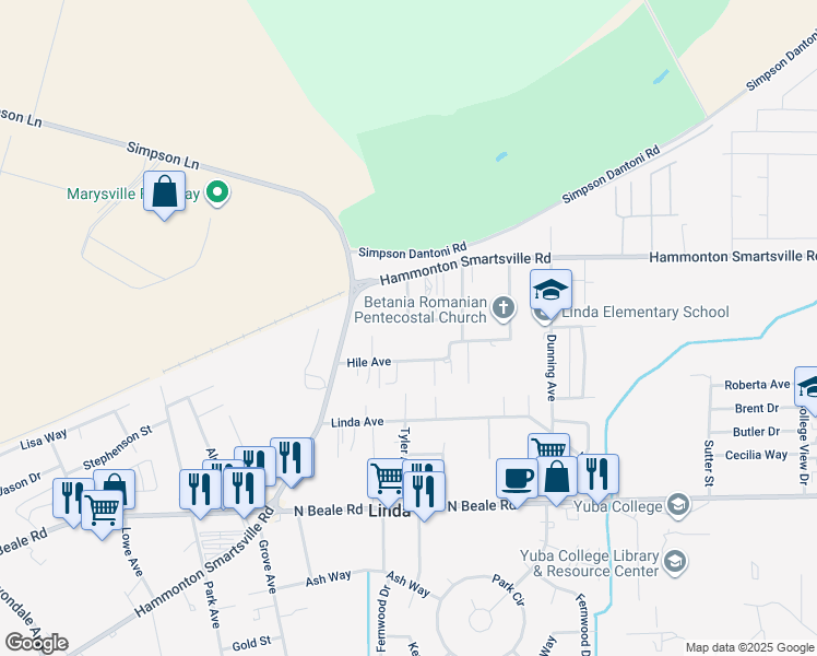 map of restaurants, bars, coffee shops, grocery stores, and more near 6192 Farrell Way in Marysville