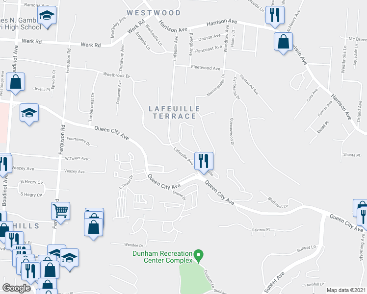 map of restaurants, bars, coffee shops, grocery stores, and more near 2714 Lafeuille Cir in Cincinnati