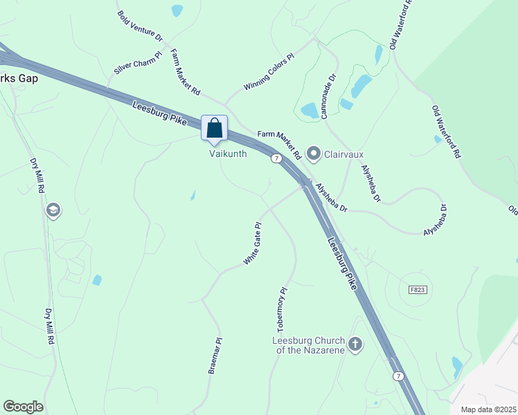 map of restaurants, bars, coffee shops, grocery stores, and more near 17485 White Gate Pl in Leesburg