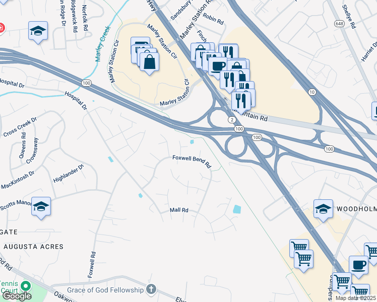 map of restaurants, bars, coffee shops, grocery stores, and more near 93 Foxchase Court in Glen Burnie