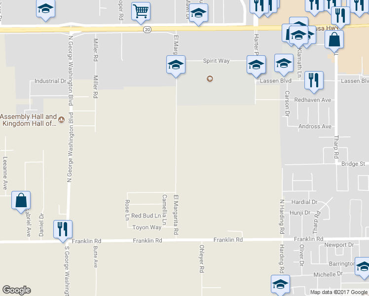 map of restaurants, bars, coffee shops, grocery stores, and more near 589 El Margarita Road in Yuba City